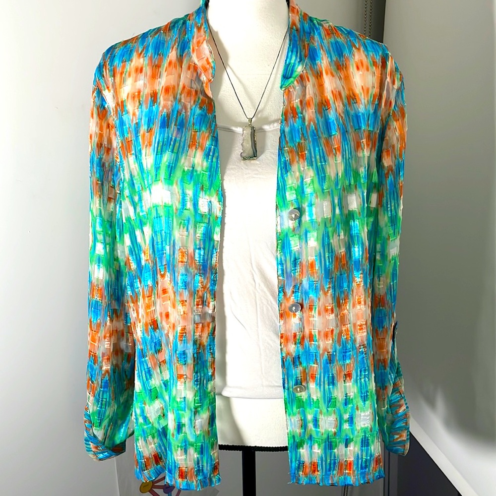 💎Ruby Rd. Sheer Button-down Blouse - Picture 2 of 9